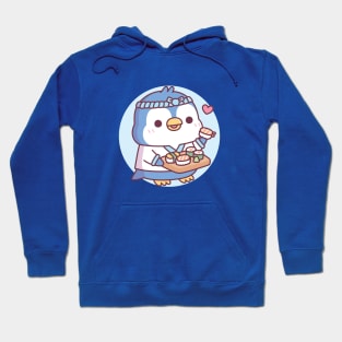 Cute Blue Penguin Sushi Chef Hoodie